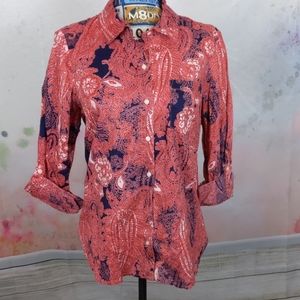 Tommy Hilfiger pink Navy paisley button down shirt